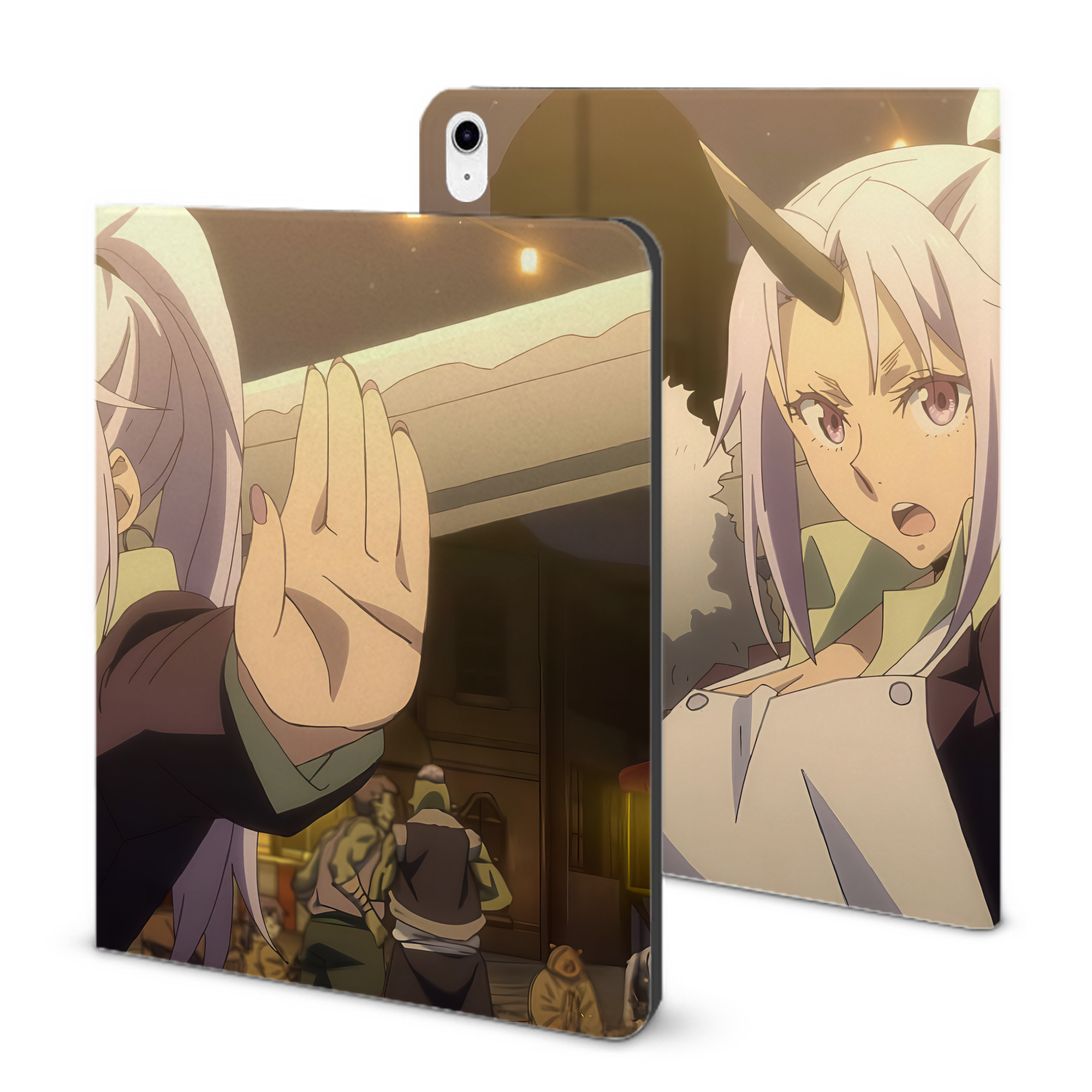（画像用） 転スラ Regarding Reincarnated to Slime IPad ケース ブック型 PUレザー TPU 耐衝撃 軽量 薄型 ペン収納なし 全面保護 IPad 各モデル対応